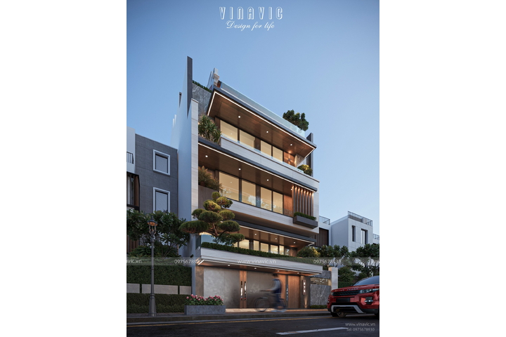 Thiết kế biệt thự 4 tầng 1 trệt hiện đại 242m2 (11m x 22m) BT2381