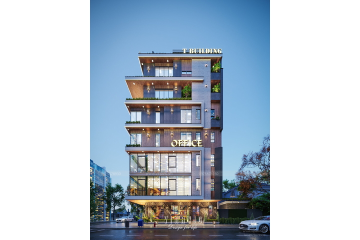 Mẫu nhà văn phòng 7 tầng 1 tum hiện đại kinh doanh 4m x 14m NP2346