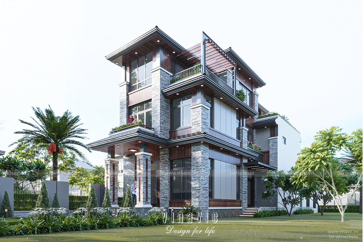 Thiết kế nhà đẹp 3 tầng mặt tiền 7m sâu 16m phong cách hiện đại BT2388