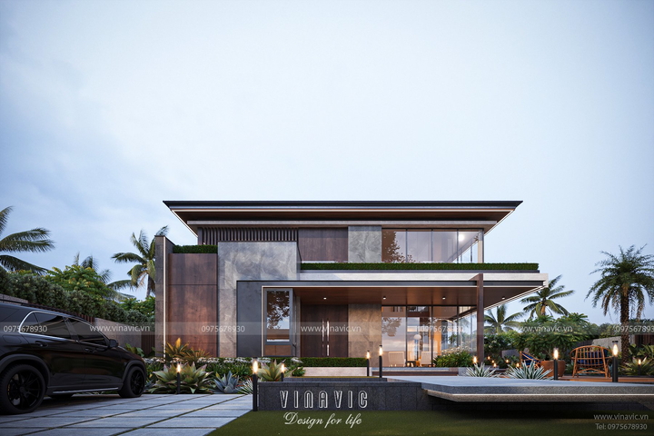 Thiết kế biệt thự nhà vườn 400m2 hiện đại 2 tầng 25m x 16m BT2357