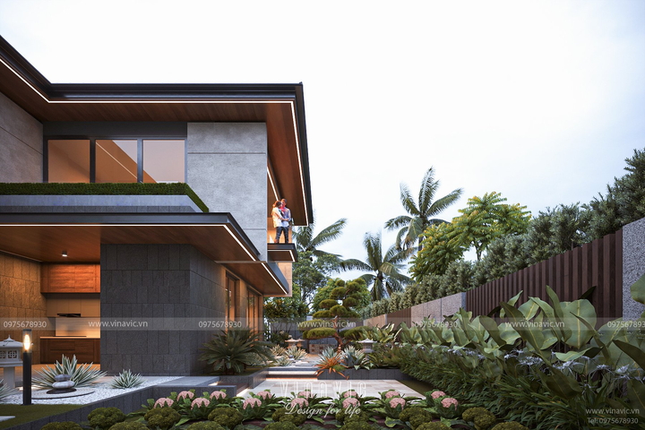 Thiết kế biệt thự nhà vườn 400m2 hiện đại 2 tầng 25m x 16m BT2357