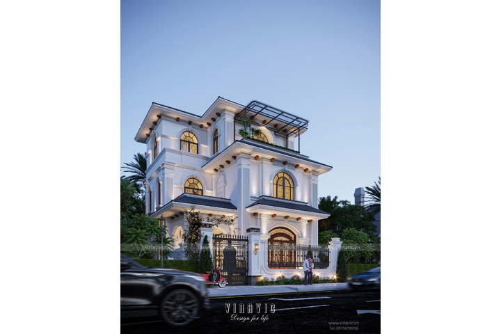 Biệt thự 3 tầng phong cách tân cổ điển sang trọng 143m2 (11mx13m) BT2358