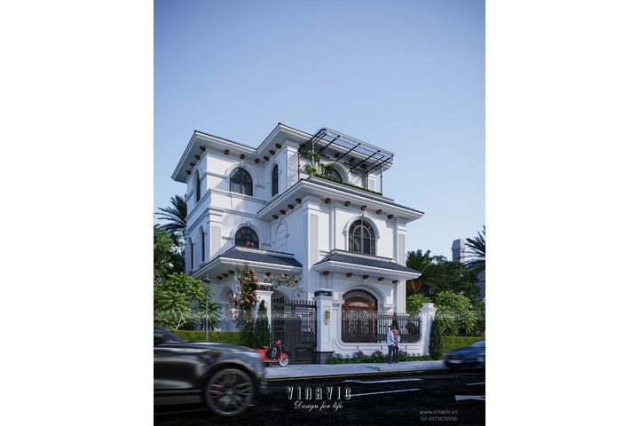 Biệt thự 3 tầng phong cách tân cổ điển sang trọng 143m2 (11mx13m) BT2358