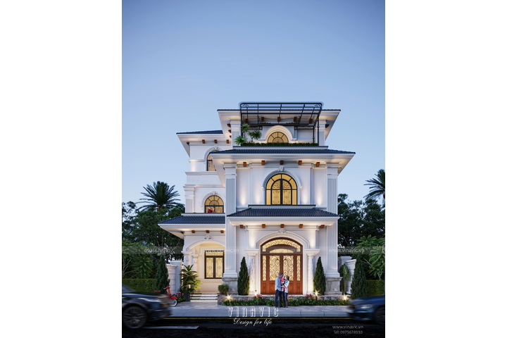 Biệt thự 3 tầng phong cách tân cổ điển sang trọng 143m2 (11mx13m) BT2358