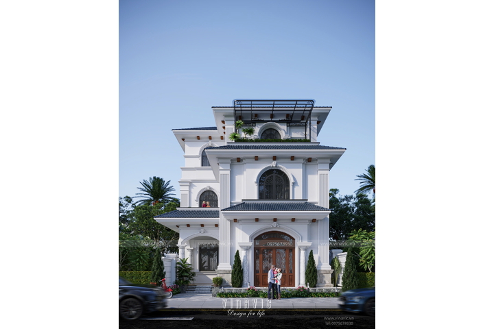 Biệt thự 3 tầng phong cách tân cổ điển sang trọng 143m2 (11mx13m) BT2358