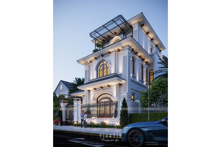 Biệt thự 3 tầng phong cách tân cổ điển sang trọng 143m2 (11mx13m) BT2358