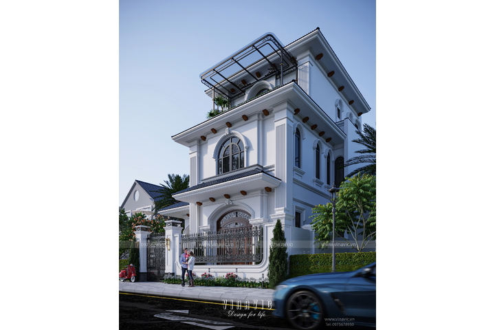 Biệt thự 3 tầng phong cách tân cổ điển sang trọng 143m2 (11mx13m) BT2358
