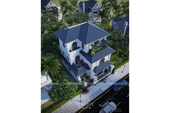 Biệt thự 3 tầng phong cách tân cổ điển sang trọng 143m2 (11mx13m) BT2358