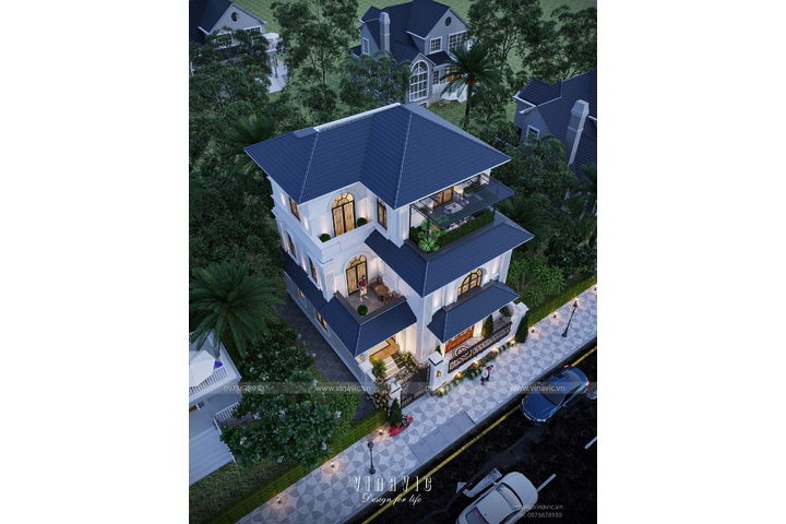 Biệt thự 3 tầng phong cách tân cổ điển sang trọng 143m2 (11mx13m) BT2358