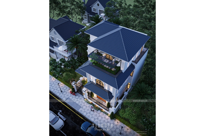 Biệt thự 3 tầng phong cách tân cổ điển sang trọng 143m2 (11mx13m) BT2358