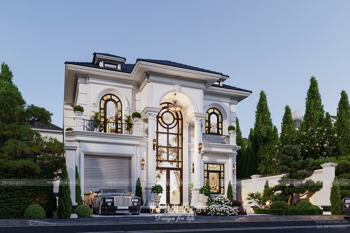 Mẫu thiết kế biệt thự 2 tầng tân cổ điển 176m2 (11m x 16m) BT2360