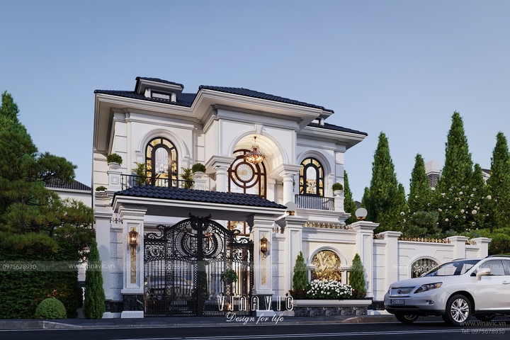 Mẫu thiết kế biệt thự 2 tầng tân cổ điển 176m2 (11m x 16m) BT2360