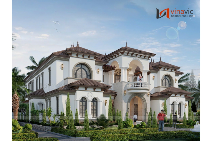 Mẫu biệt thự 2 tầng 1 hầm phong cách Địa Trung Hải 15x25m BT2362
