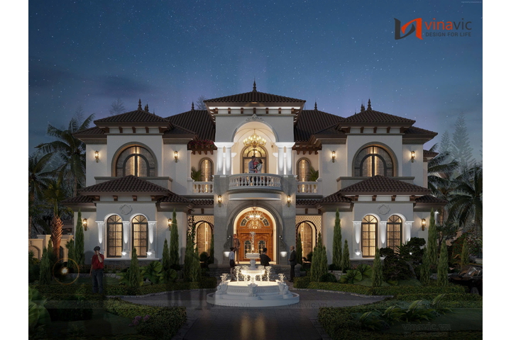 Mẫu biệt thự 2 tầng 1 hầm phong cách Địa Trung Hải 15x25m BT2362