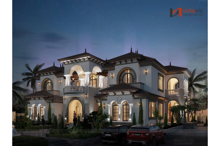 Mẫu biệt thự 2 tầng 1 hầm phong cách Địa Trung Hải 15x25m BT2362