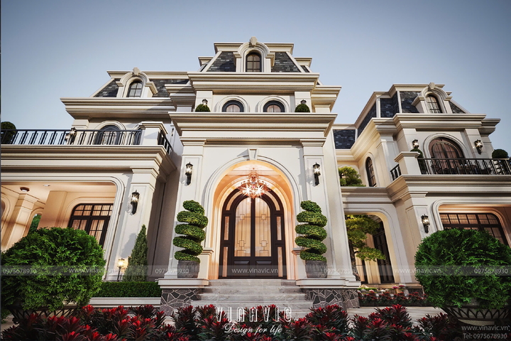 Biệt thự tân cổ điển 2 mặt tiền 2 tầng 1 hầm 20x11m (Neo Classic) BT2365