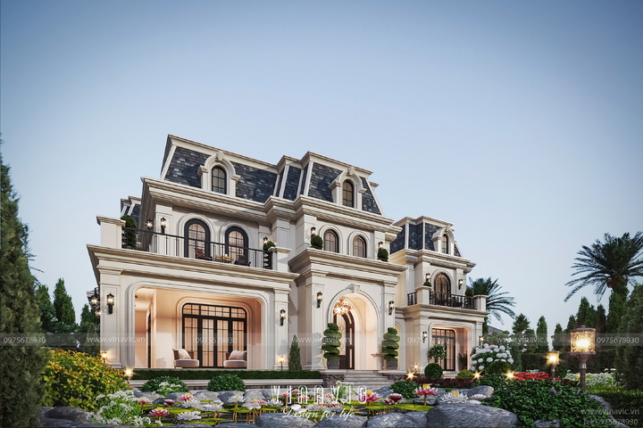 Biệt thự tân cổ điển 2 mặt tiền 2 tầng 1 hầm 20x11m (Neo Classic) BT2365