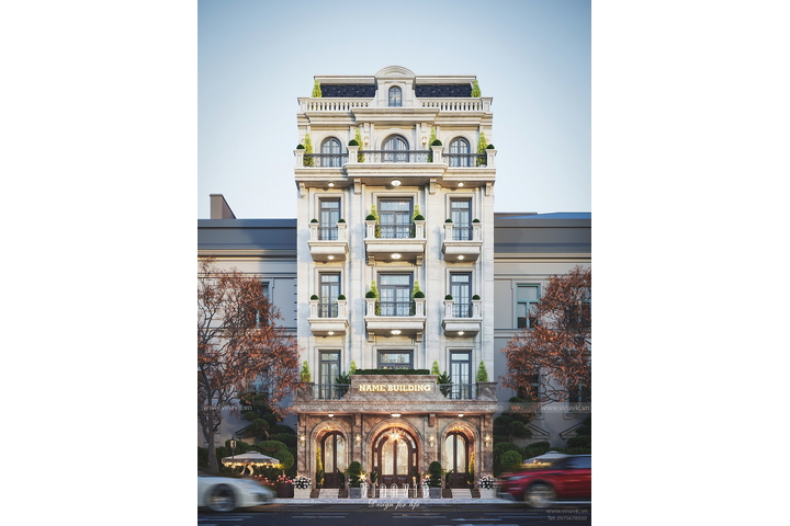Thiết kế biệt thự tân cổ điển 5 tầng kinh doanh 10x30m BT2368
