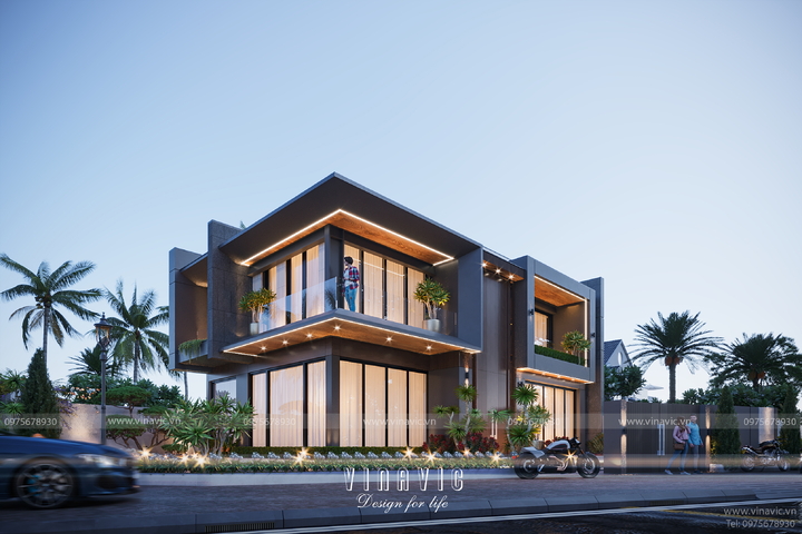 Thiết kế biệt thự nhà phố đẹp 2 tầng hiện đại 108m2 (9x12m) BT2371