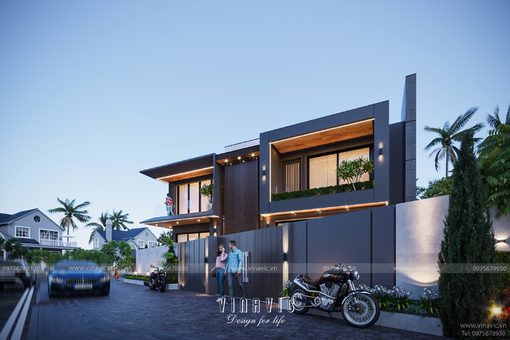 Thiết kế biệt thự nhà phố đẹp 2 tầng hiện đại 108m2 (9x12m) BT2371