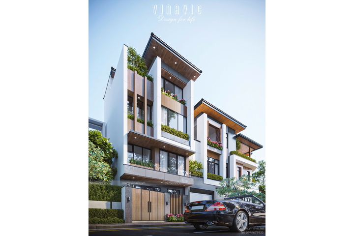 Mẫu thiết kế nhà 6x7m 3 tầng 1 tum hiện đại NP2350