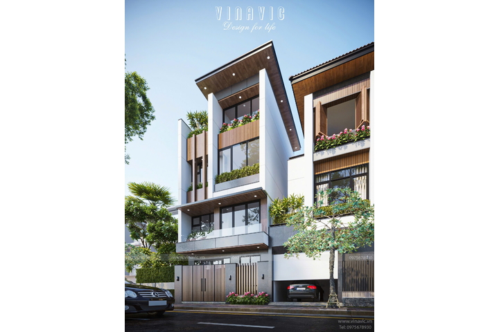 Mẫu thiết kế nhà 6x7m 3 tầng 1 tum hiện đại NP2350