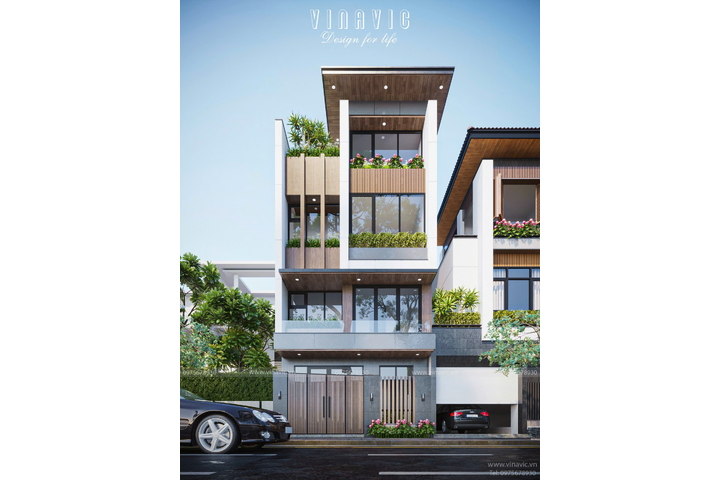 Mẫu thiết kế nhà 6x7m 3 tầng 1 tum hiện đại NP2350