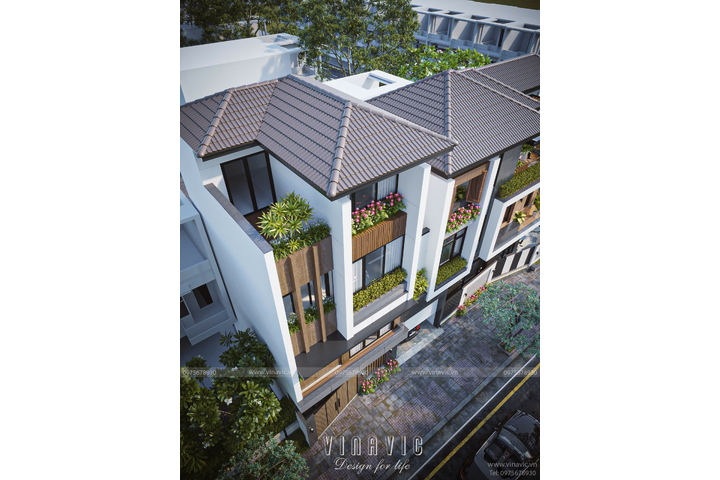 Mẫu thiết kế nhà 6x7m 3 tầng 1 tum hiện đại NP2350