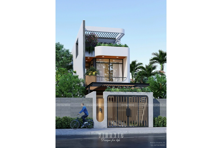 Mẫu thiết kế nhà phố hiện đại 3 tầng 1 trệt 115m2 (5x23m) NP2351