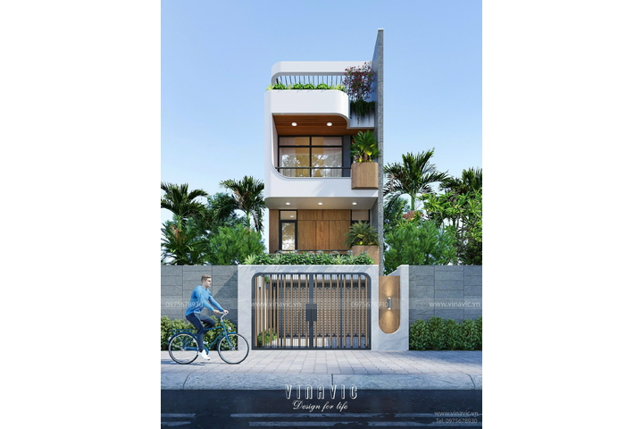 Mẫu thiết kế nhà phố hiện đại 3 tầng 1 trệt 115m2 (5x23m) NP2351