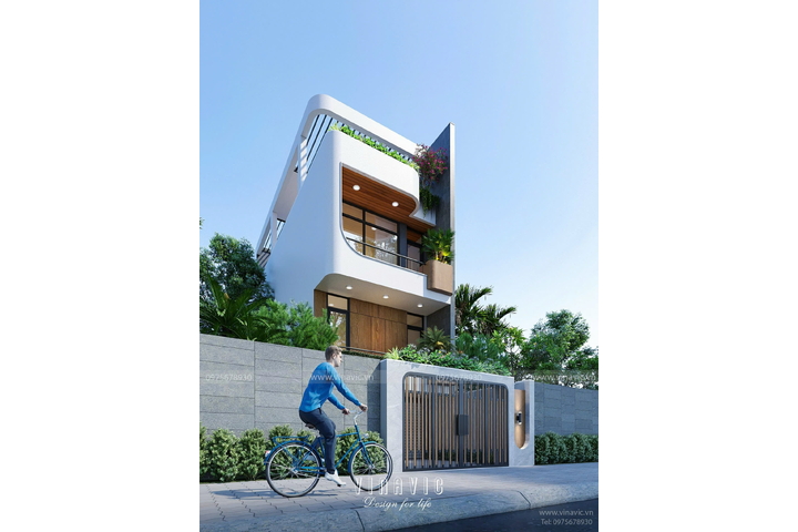 Mẫu thiết kế nhà phố hiện đại 3 tầng 1 trệt 115m2 (5x23m) NP2351