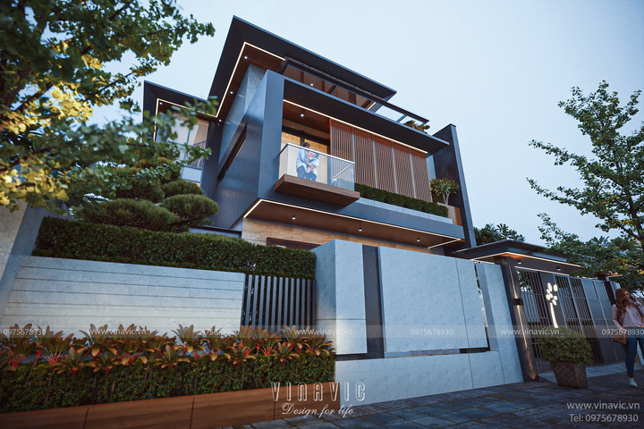 Mẫu thiết kế biệt thự hiện đại 3 tầng 180m2 mái nhật 12x15m BT2379