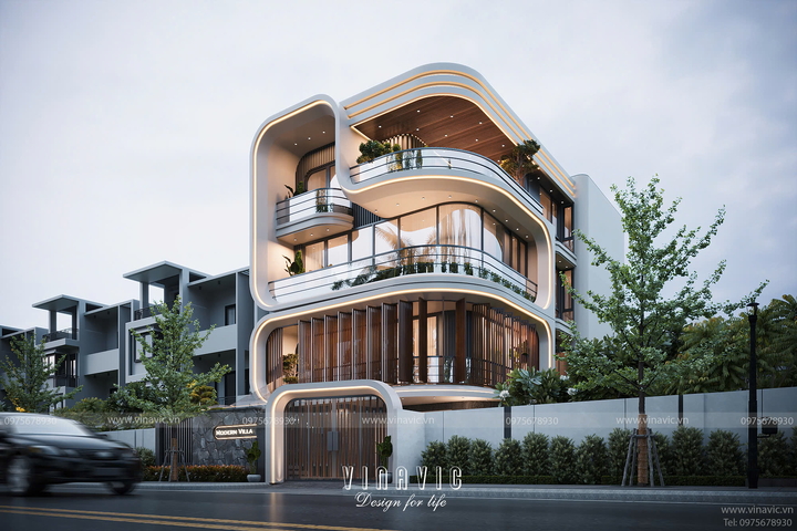 Biệt thự hiện đại 4 tầng 150m2 thiết kế độc đáo (10x15m) BT2380