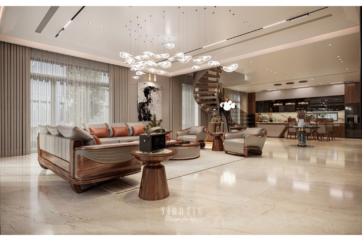 Mẫu thiết kế nội thất biệt thự hiện đại siêu sang 4 tầng 22x17m NT2334