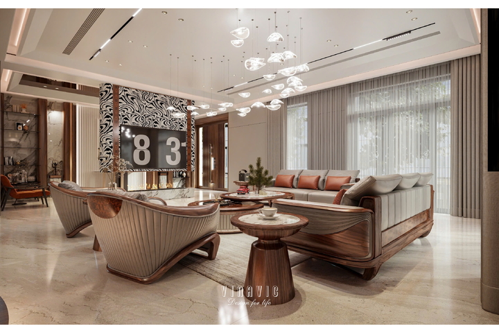 Mẫu thiết kế nội thất biệt thự hiện đại siêu sang 4 tầng 22x17m NT2334