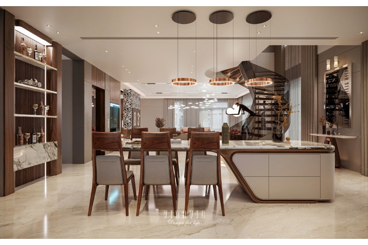 Mẫu thiết kế nội thất biệt thự hiện đại siêu sang 4 tầng 22x17m NT2334