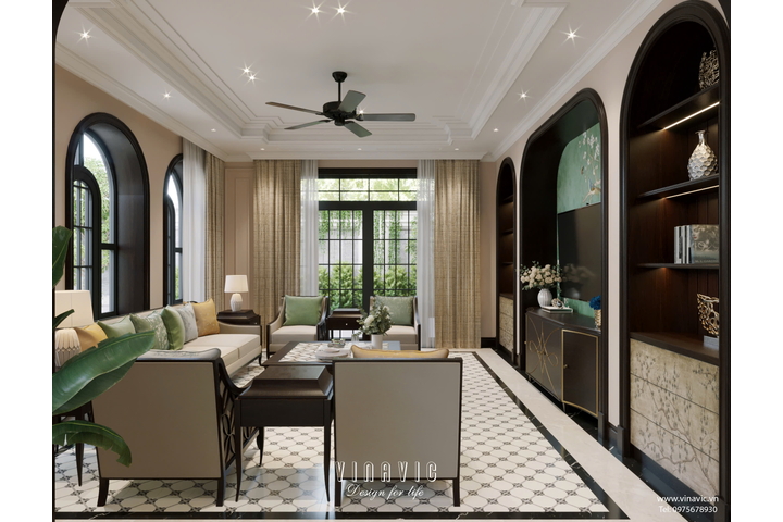 Thiết kế nội thất địa trung hải biệt thự 3 tầng 16x10m NT2334