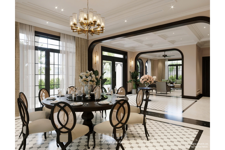 Thiết kế nội thất địa trung hải biệt thự 3 tầng 16x10m NT2334