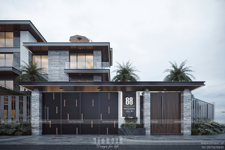 Mẫu thiết kế biệt thự hiện đại 4 tầng sang trọng 22x17m BT2386