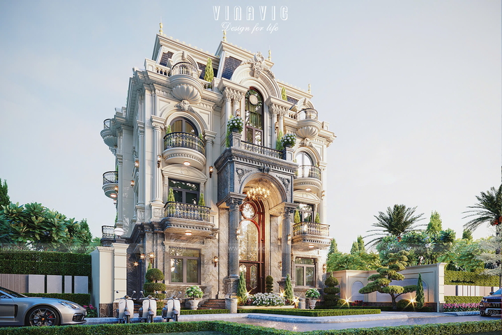 Mẫu biệt thự tân cổ điển 4 tầng 140m2 (10x14m) sang trọng BT2389