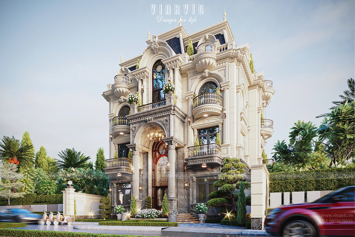 Mẫu biệt thự tân cổ điển 4 tầng 140m2 (10x14m) sang trọng BT2389