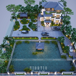 Biệt thự nhà vườn mái nhật 3 tầng hiện đại 4 phòng ngủ 150m2 BT2390