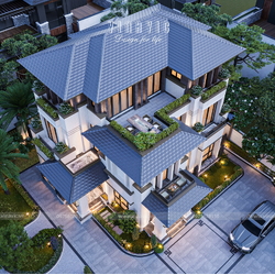 Biệt thự nhà vườn mái nhật 3 tầng hiện đại 4 phòng ngủ 150m2 BT2390