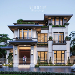 Biệt thự nhà vườn mái nhật 3 tầng hiện đại 4 phòng ngủ 150m2 BT2390