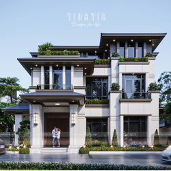Biệt thự nhà vườn mái nhật 3 tầng hiện đại 4 phòng ngủ 150m2 BT2390