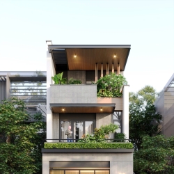 Mẫu nhà 3 tầng mặt tiền 6mx20m hiện đại 120m2 NP2354