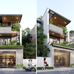 Mẫu nhà 3 tầng mặt tiền 6mx20m hiện đại 120m2 NP2354