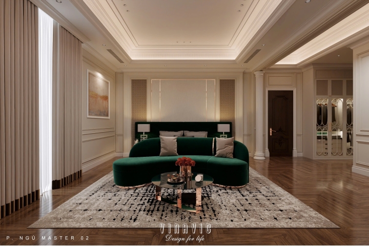 Thiết kế nội thất phòng ngủ tân cổ điển nhẹ nhàng (Neo-classical) NT2335