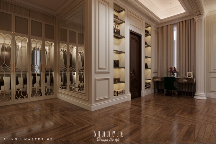 Thiết kế nội thất phòng ngủ tân cổ điển nhẹ nhàng (Neo-classical) NT2335