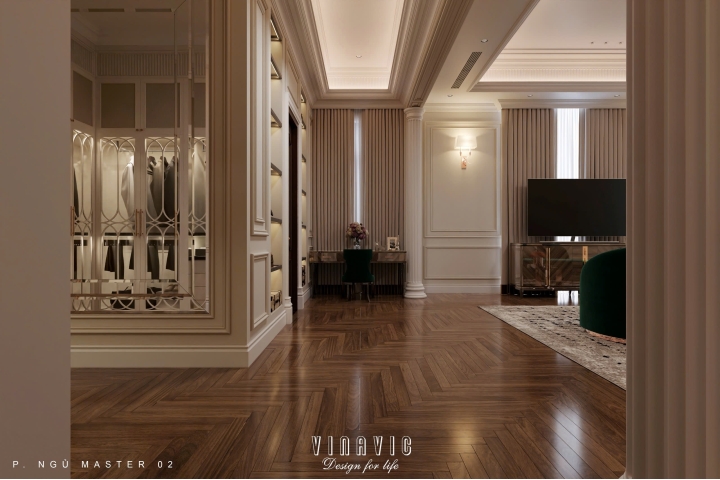 Thiết kế nội thất phòng ngủ tân cổ điển nhẹ nhàng (Neo-classical) NT2335